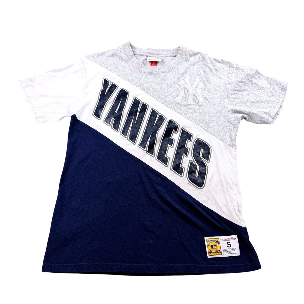Mitchell & Ness New‎ York Yankees Diagonal Logo Tee Shirt Size S Cooperstown